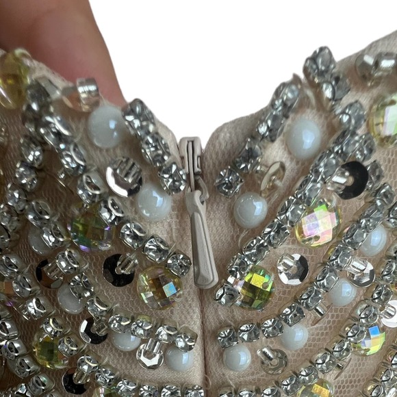 Amelia Couture Princess Champagne Beaded Maxi Formal Event Dress 4 - Picture 7 of 14